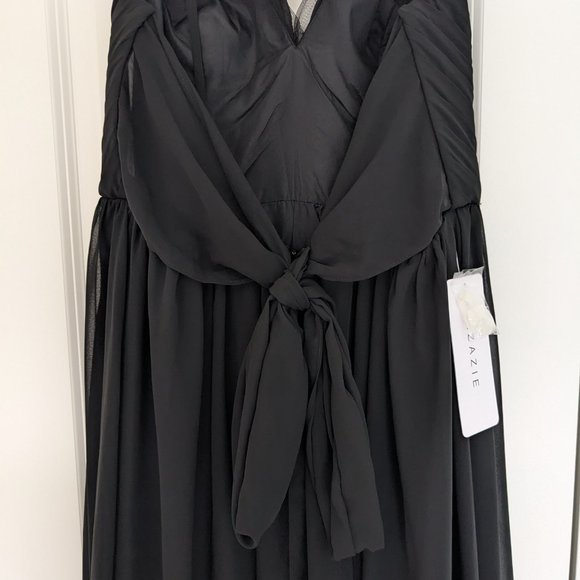 NWT Azazie floor length chiffon dress - black - size A12 - Picture 7 of 9